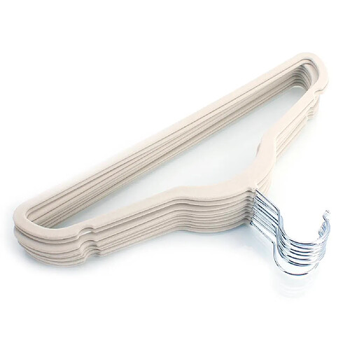 10pcs 45 0,5 24,5 cintres en plastique flocage vêtements ivoire blanc