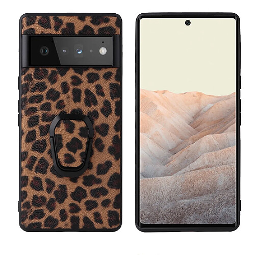 Coque en TPU + PU avec béquille, texture léopard/marron foncé pour votre Google Pixel 6 Pro