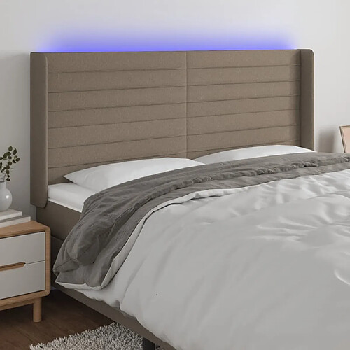 Maison Chic Tête de lit scandinave à LED,meuble de chambre Taupe 203x16x118/128 cm Tissu -MN95230