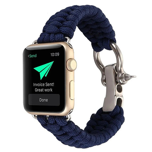 Avizar Bracelet Apple Watch 38 et 40 mm Cordon tressé en Nylon - Bleu nuit