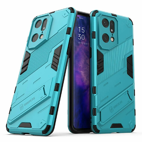 Coque en TPU anti-chocs avec béquille, bleu clair pour votre Oppo Find X5 Pro