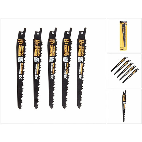 DeWalt DT 99554 XR FlexVolt Lames de scie sabre, Bois 152mm, 5 pcs.