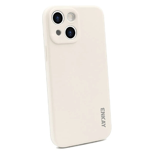 Enkay Coque en silicone ouverture de trou précise, anti-chute beige pour votre Apple iPhone 13 6.1 pouces