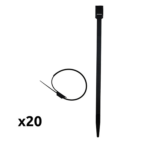 Lot de 20 colliers de câblage 6x 175mm noir - Zenitech