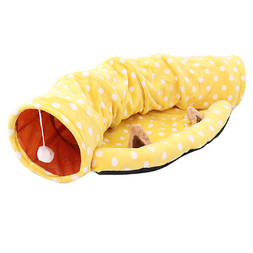 pliable chat tunnel lit-chaton intérieur jouant drôle jouet suspendu peluche boule jaune