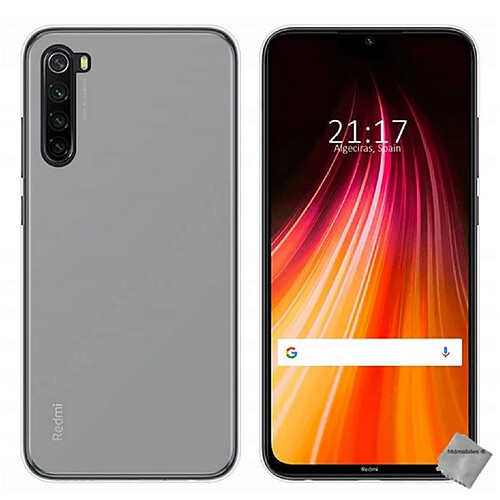 Htdmobiles Coque silicone gel fine pour Xiaomi Redmi Note 8T + film ecran - BLANC TRANSPARENT