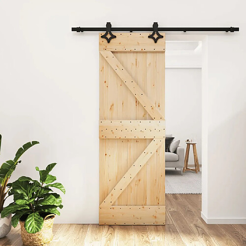 vidaXL Porte coulissante et kit de quincaillerie 70x210 cm pin massif