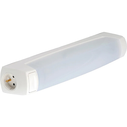 Lebenoid Réglette pour tube S19 pour salle de bains 75W IP24 IK07 avec prise 2P+T + interrupteur