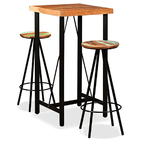 vidaXL Ensemble de bar 3 pcs Bois d'acacia massif et de récupération