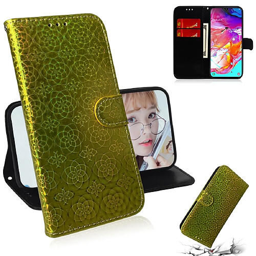 Wewoo Housse Coque Pour Galaxy A70 couleur unie boucle magnétique coloré horizontale étui en cuir PU avec titulaire et fentes cartes et portefeuille et lanière or