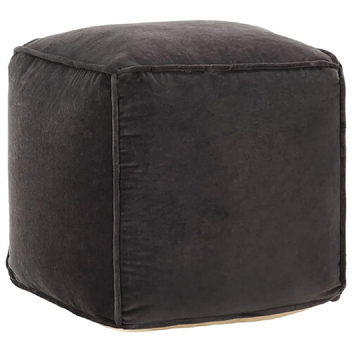 vidaXL Pouf velours de coton 40x40x40 cm anthracite