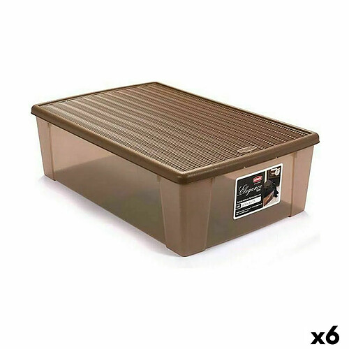 Boîte de rangement avec couvercle Stefanplast Elegance Beige Plastique 38,5 x 17 x 59,5 cm (6 Unités)