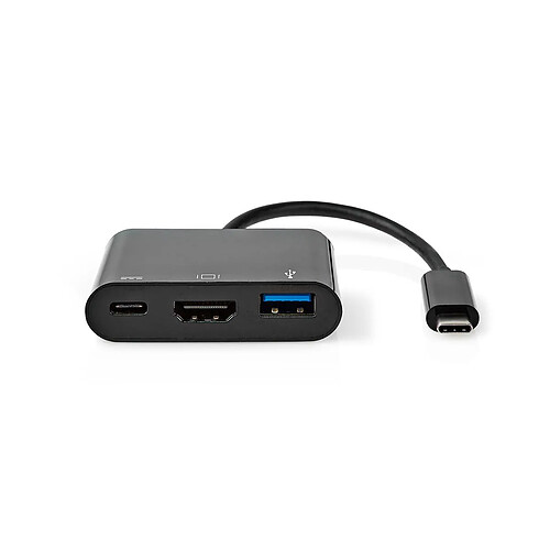 NEDIS Câble adaptateur USB-C™ USB-C™ Mâle A Femelle + USB-C™ Femelle+ Sortie HDMI™ 0,2 m Noir