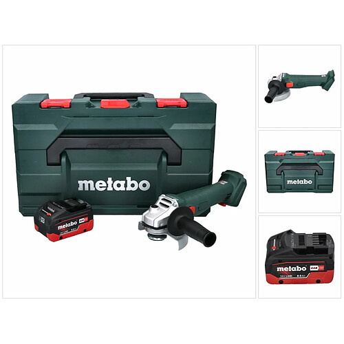 Metabo W 18 L 9-125 Quick Meuleuse d'angle sans fil 18 V 125 mm + 1x Batterie 8,0 Ah + metaBOX - sans chargeur