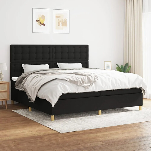 Maison Chic Lit Adulte - Lit simple Lit à sommier tapissier avec matelas moelleux - Meuble de Chambre - Noir 200x200 cm Tissu -MN36417