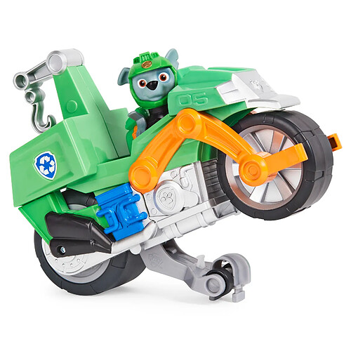 PAT PATROUILLE - VEHICULE + FIGURINE AMOVIBLE ROCKY MOTO PUPS Paw Patrol - Moto Rétrofriction - 6060545 - Jouet Enfant 3 Ans et +