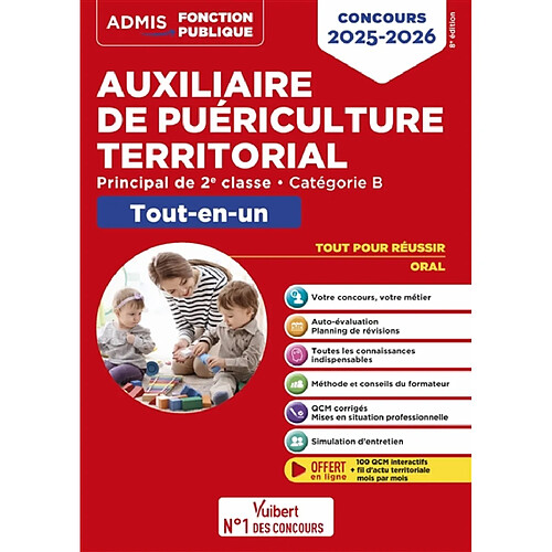 Auxiliaire de puériculture territorial : principal de 2e classe, catégorie B : tout-en-un, concours 2025-2026 · Occasion