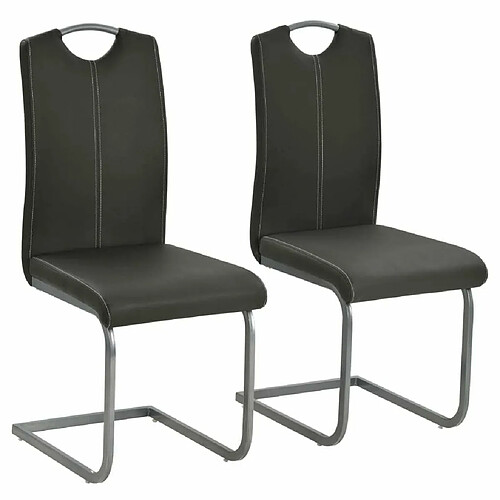 Maison Chic Lot de 2 Chaises à manger cantilever,Chaises de cuisine style scandinave - gris similicuir -MN37919