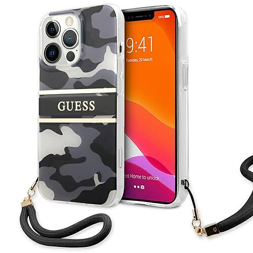 Guess Maroquinerie guess guhcp13lkcabbk iphone 13 pro / 13 6.1 "noir / noir etui rigide camo strap collection