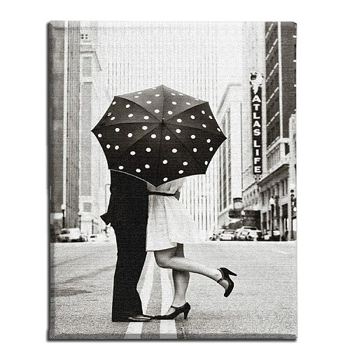 EPIKASA Impression sur Toile Baiser sous la Pluie, Noir, Polyester, 45x3x70 cm