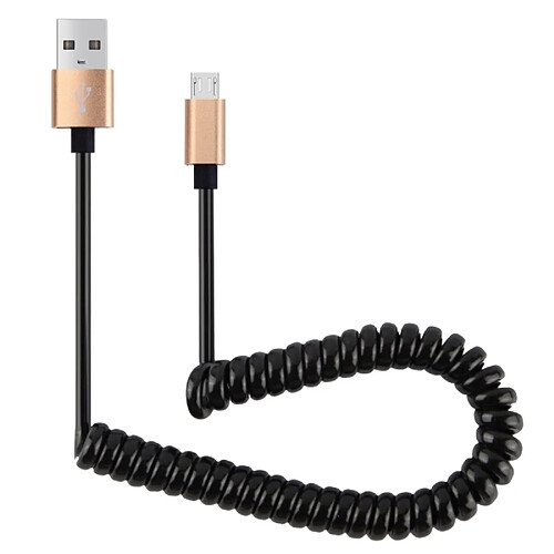 Wewoo Câble or pour Galaxy, Huawei, Xiaomi, LG, HTC, Sony et autres smartphone 30cm à 100cm printemps à haute vitesse Micro USB vers USB 2.0 élastique enroulé ressort de synchronisation de données USB,