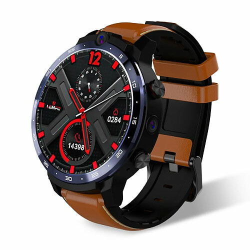 Original Lemfo Lem12 Face Id 1.6 Inch Dual Camera Lte 4G Smart Watch Android 7.1 3Gb 32Gb 1800Mah Battery Men Smartwatch Brown