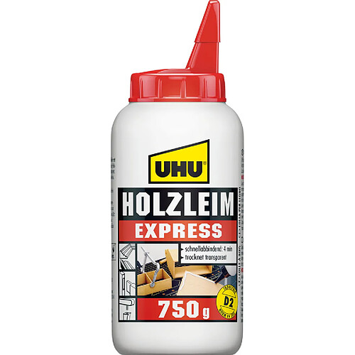 UHU Colle à bois Express D2, sans solvant, 750 g en flacon ()