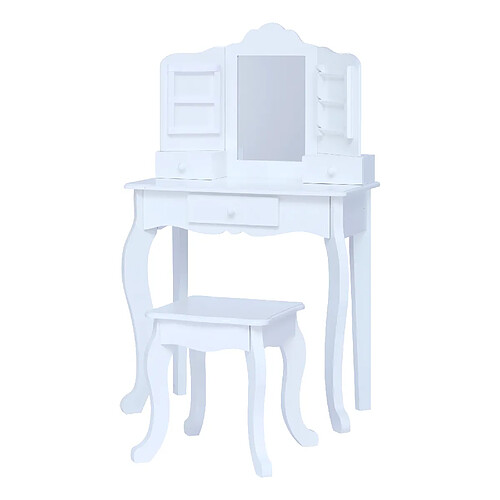 Coiffeuse enfant table de maquillage avec miroir et tabouret blanche Fantasy Fields TD-13366D