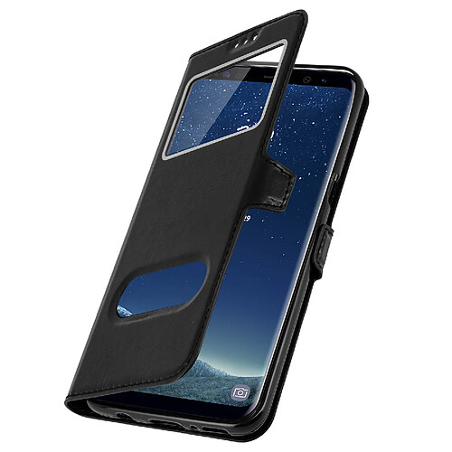 Avizar Housse Samsung Galaxy S8 Etui Double Fenêtre Coque Silicone Gel - noir