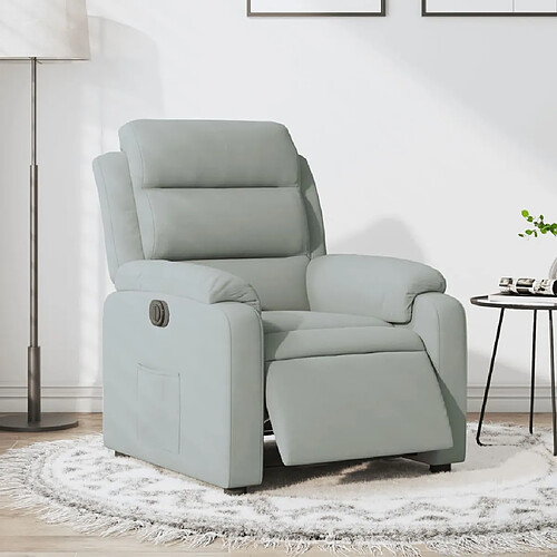 vidaXL Fauteuil inclinable électrique gris clair velours