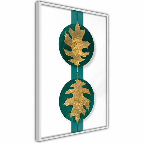 Paris Prix Affiche Murale Encadrée Gilded Oak Leaves 40 x 60 cm Blanc