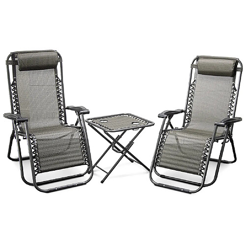 Elem Garden Technic Lot de 2 chaises longues + table pliable