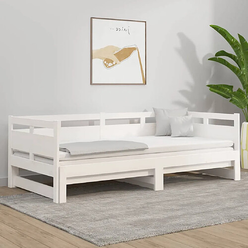 vidaXL Lit coulissant sans matelas blanc 2x(90x190) cm