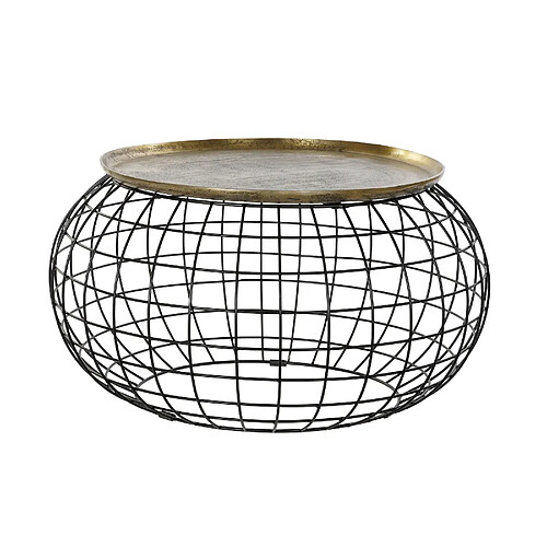 Pegane Table d'appoint ronde en aluminium coloris doré noir - diamètre 80 x hauteur 44 cm