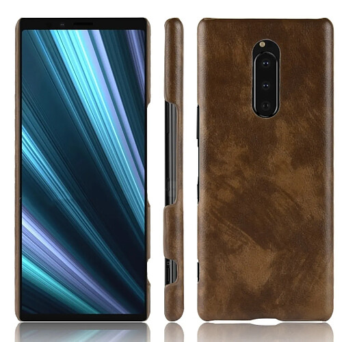 Wewoo Coque antichoc Litchi Texture PC + PU pour Sony Xperia 1 (Marron)