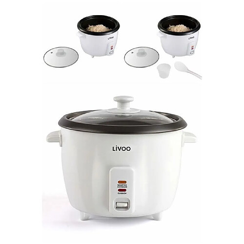 Livoo Cuiseur à Riz 500 W 1,5 L Blanc Panier en aluminium revêtement antiadhésif