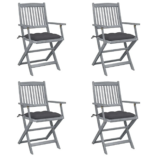 Maison Chic Lot de 4 Chaises pliables d'extérieur avec coussins | chaises de jardin | Fauteuil Relax Bois d'acacia -GKD98187