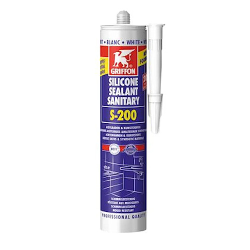 mastic silicone sanitaire - griffon s-200 - base acrylique - blanc - 300 ml - griffon 6315507