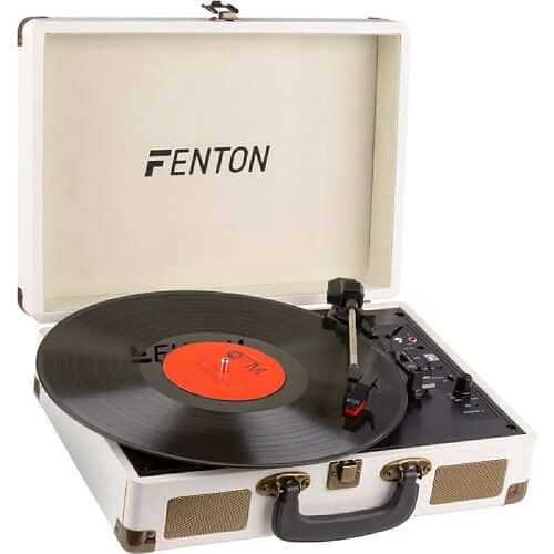 Fenton Vintage Platine Vinyle Sans Fil Bluetooth 3 Vitesses Facile à Porter Bois Creme