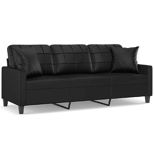 Maison Chic Canapé 3 places avec oreillers,Sofa de Salon,Canapé droit décoratifs noir 180cm similicuir -GKD501560