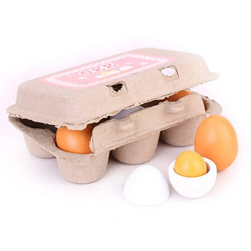 Wewoo 6 PCS Oeufs En Bois Jaune Simulé Cuisine Cuisson Jouets Ensemble Faire semblant Jouer Pour Les Enfants