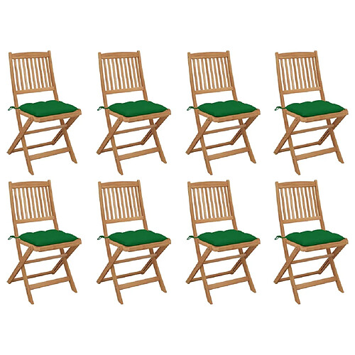 vidaXL Chaises pliables d'extérieur et coussins lot de 8 Bois d'acacia