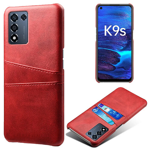 Coque en TPU + PU avec porte-cartes, rouge pour votre Oppo K9s/Realme Q3s 5G