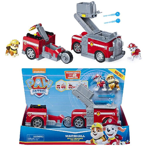 Spin Master 6056035/20122675 - Paw Patrol Marshall Split-Second 2-in-1 Camion de pompiers avec 2 figurines de collection