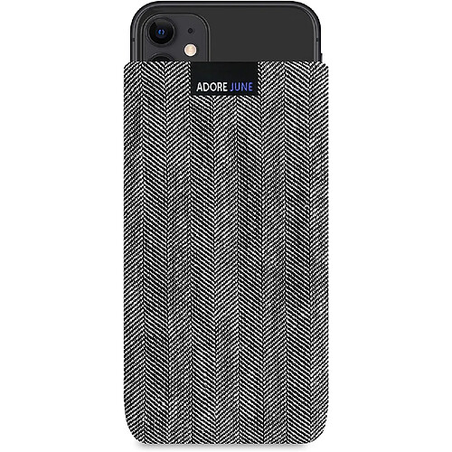 Adore June Business Housse Compatible avec Apple iPhone 11, Pochette Établie Caractéristique Matériel avec Affichage Nettoyage Effet, Gris/Noir