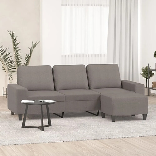 vidaXL Canapé à 3 places avec repose-pieds Taupe 180 cm Tissu