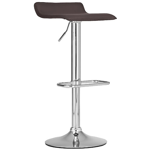 Decoshop26 Tabouret de bar x1 avec repose-pieds siège pivotant à 360° design simple PVC marron et métal chromé 10_0004799