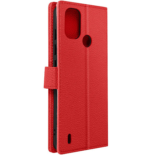 Avizar Housse pour Nokia C21 Plus support vidéo portefeuille simili cuir Rouge