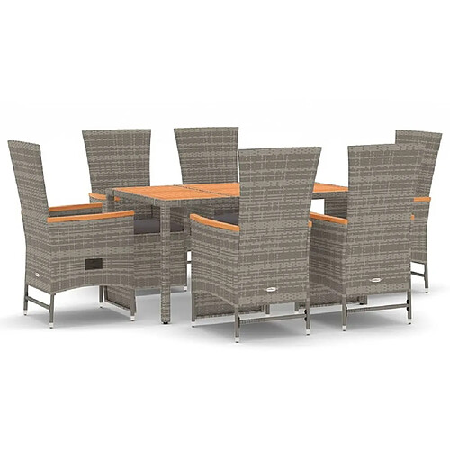 Maison Chic Mobilier à dîner 7 pcs de jardin avec coussins - Ensemble table et chaises d'extérieur - Salon/Mobilier de jardin classique gris rotin -MN10699