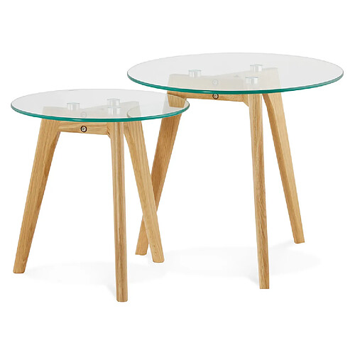 Alterego Tables gigognes ronde 'LOVYOU' en verre